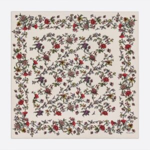 Dior Shawl Jardin Botanique Motif Silk, Wool and Cashmere White