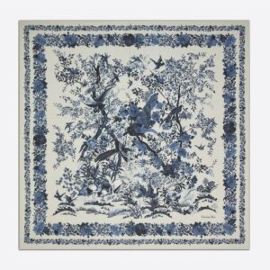 Dior Shawl In Jardin d'Hiver Motif Cashmere and Silk Blue