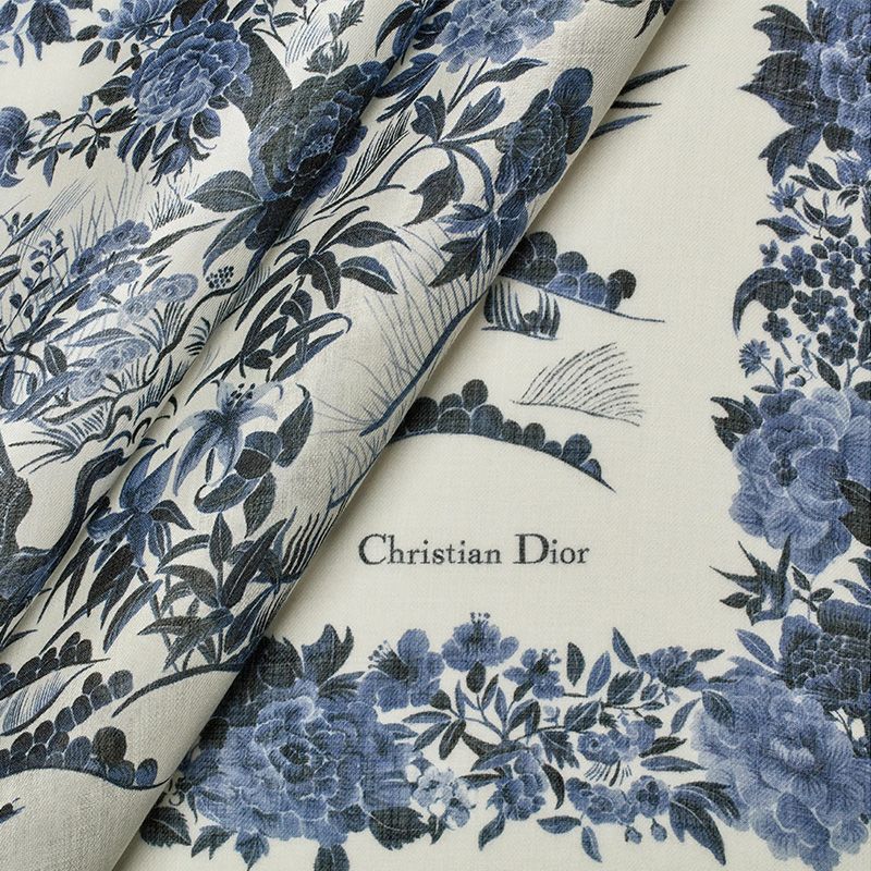 Dior Shawl In Jardin d'Hiver Motif Cashmere and Silk Blue - Image 3