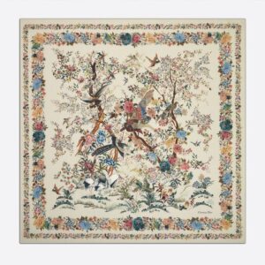 Dior Shawl In Jardin d'Hiver Motif Cashmere and Silk White