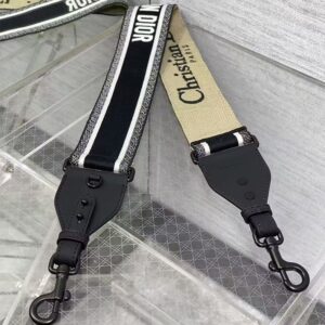 Dior Shoulder Strap In Ultramatte Christian Dior Paris Motif Cotton Black