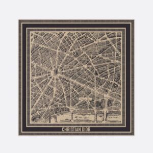 Dior Square Scarf In Plan de Paris Motif Silk Beige
