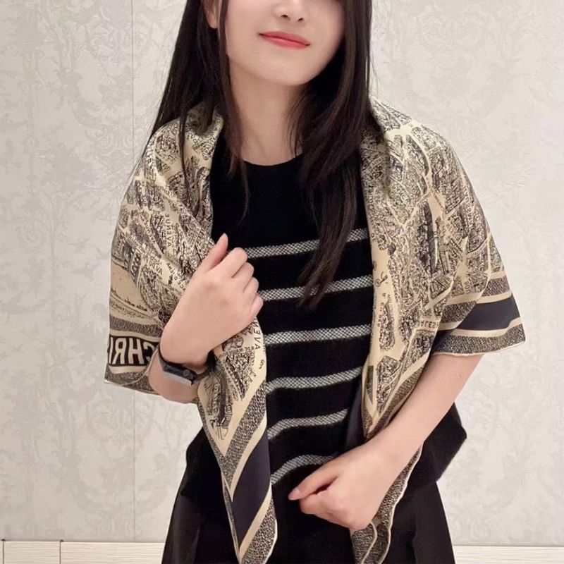 Dior Square Scarf In Plan de Paris Motif Silk Beige - Image 3