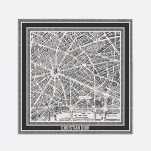 Dior Square Scarf In Plan de Paris Motif Silk White