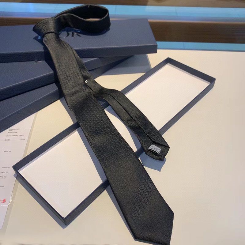 Dior Tie Oblique Motif Silk Black