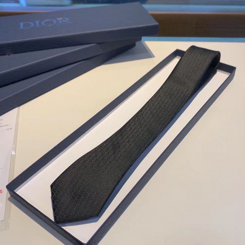 Dior Tie Oblique Motif Silk Black - Image 2