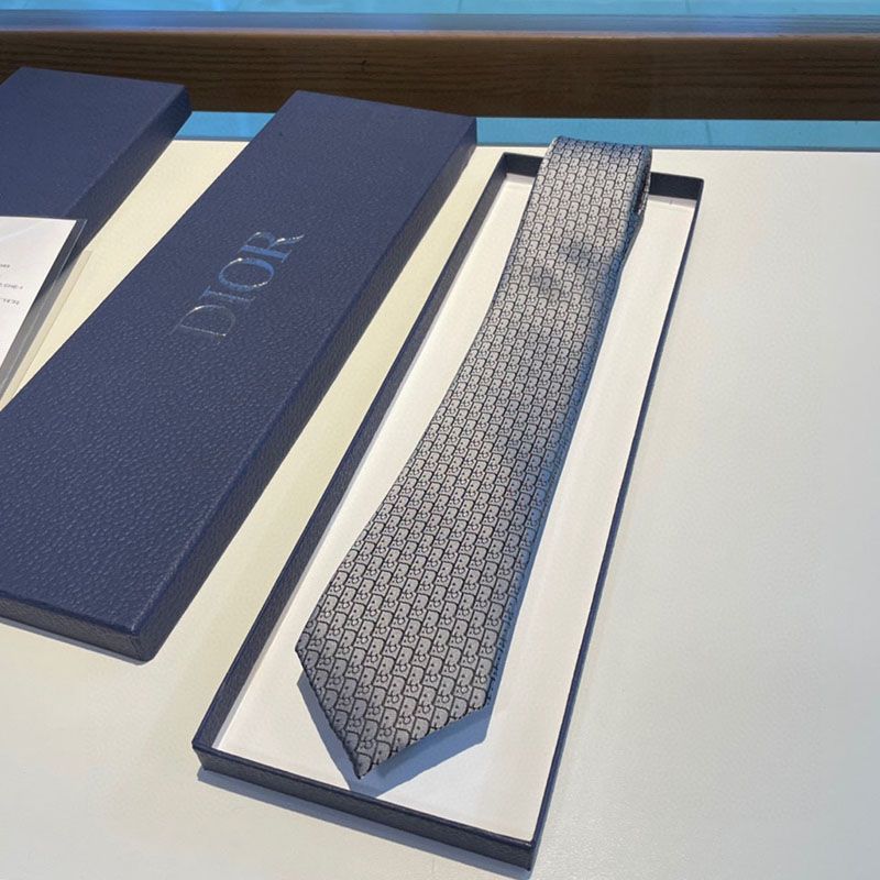 Dior Tie Oblique Motif Silk Grey - Image 2