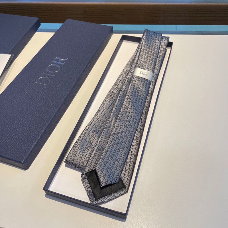 Dior Tie Oblique Motif Silk Grey - Image 3