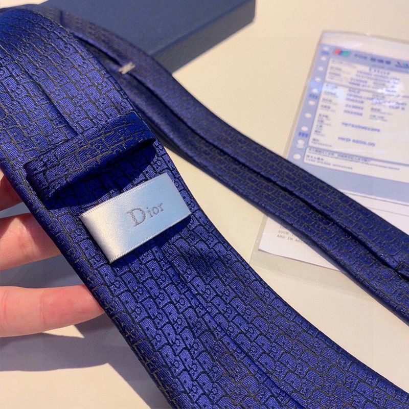 Dior Tie Oblique Motif Silk Navy Blue - Image 3