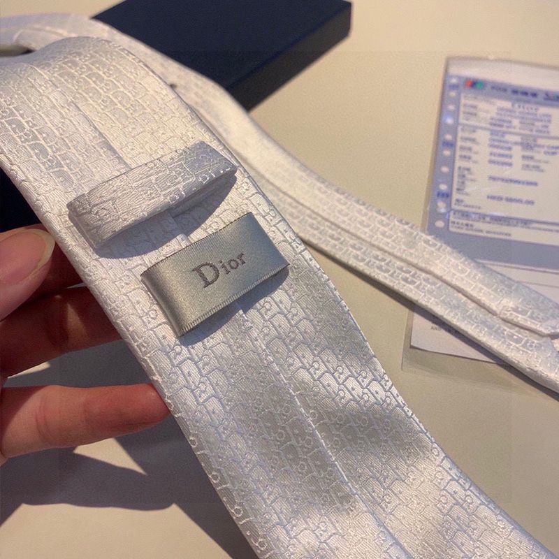Dior Tie Oblique Motif Silk White - Image 3