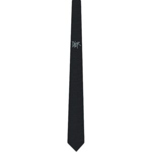 Dior Tie Shawn Logo Motif Silk Black