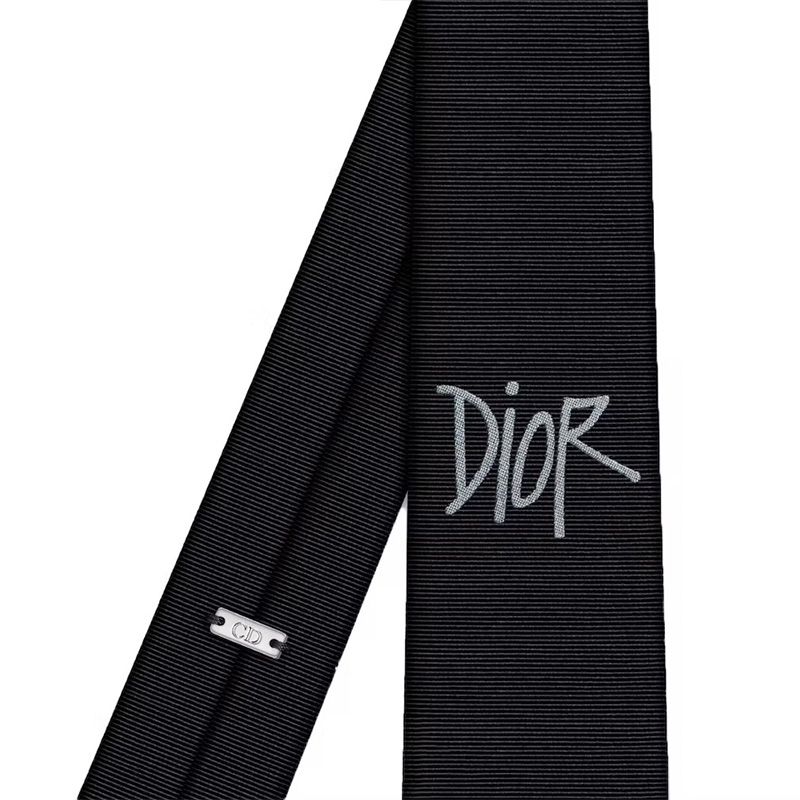 Dior Tie Shawn Logo Motif Silk Black - Image 2