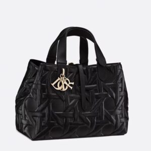 Dior Toujours Bag In Graphic Cannage Calfskin Black