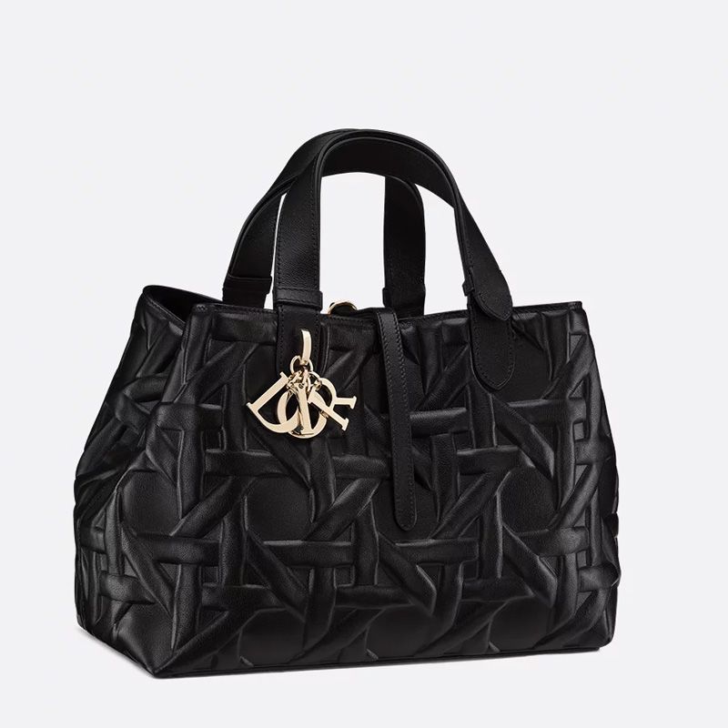 Dior Toujours Bag In Graphic Cannage Calfskin Black