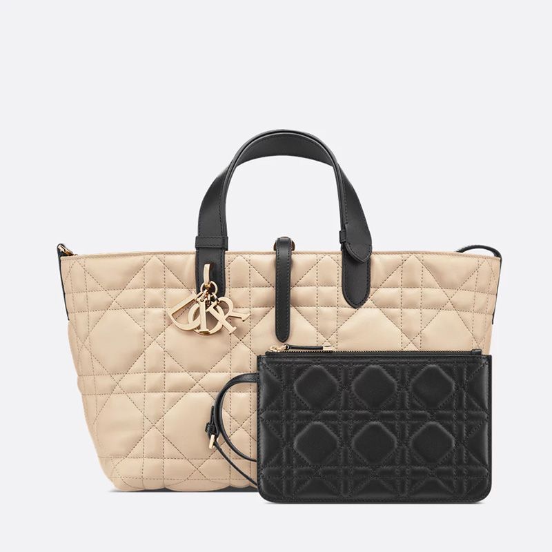 Dior Toujours Bag In Macrocannage Calfskin Apricot/Black - Image 2
