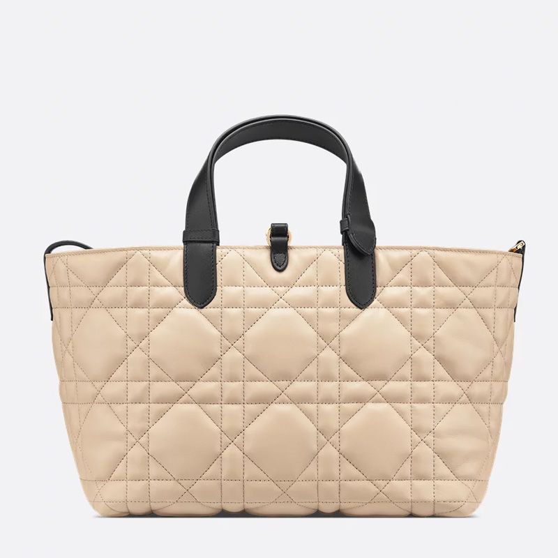 Dior Toujours Bag In Macrocannage Calfskin Apricot/Black - Image 3