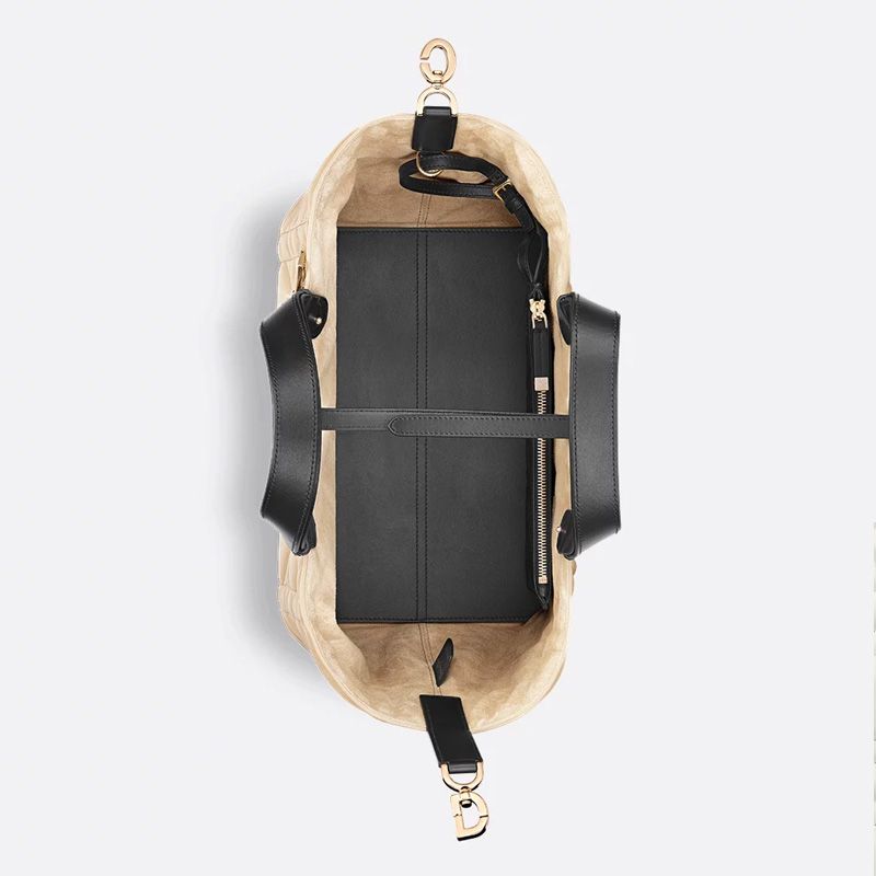 Dior Toujours Bag In Macrocannage Calfskin Apricot/Black - Image 4