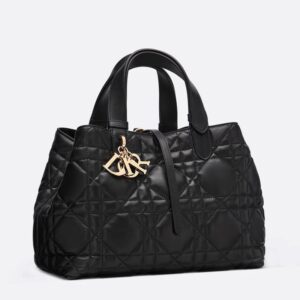 Dior Toujours Bag In Macrocannage Calfskin Black