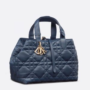 Dior Toujours Bag In Macrocannage Calfskin Navy Blue