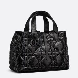 Dior Toujours Bag In Macrocannage Crinkled Calfskin Black