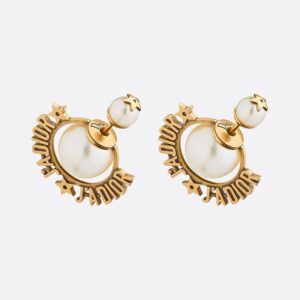 Dior Tribales Earrings Antique Metal with Resin Pearls and J'Adior Star Ring Signature Gold