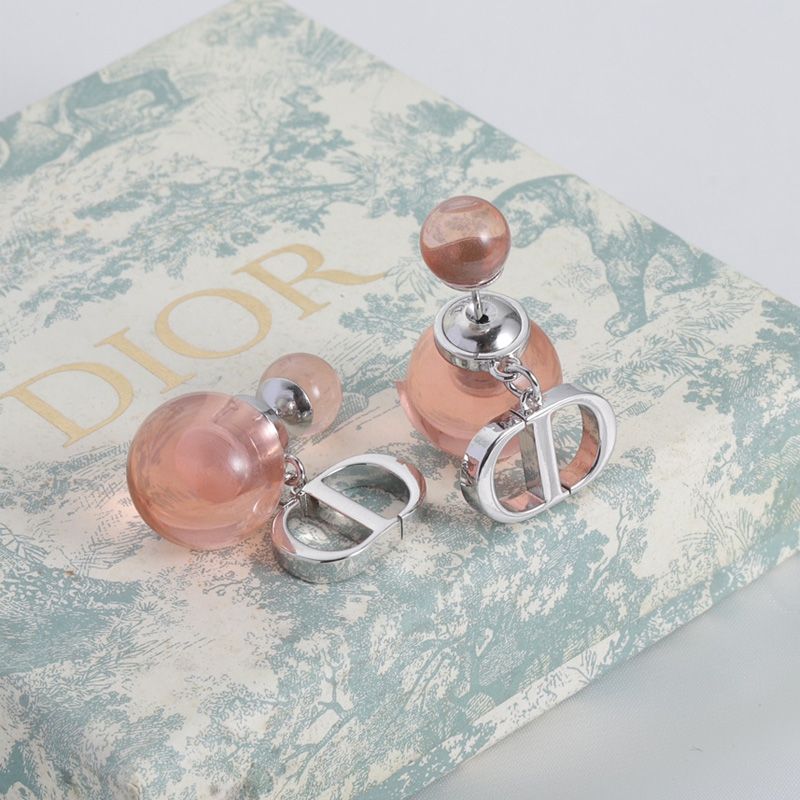 Dior Tribales Earrings Metal with Resin Pearls and CD Signatures Silver/Cherry - Image 2