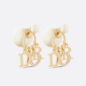 Dior Tribales Earrings Metal with Resin Pearls and Diorevolution Signature Embellished Crystals Gold