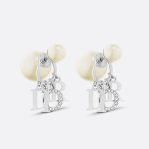 Dior Tribales Earrings Metal with Resin Pearls and Diorevolution Signature Embellished Crystals Silver