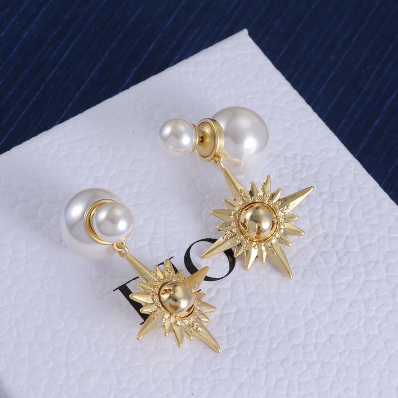 Dior Tribales Earrings Metal with Resin Pearls and Graphic Star Charms Gold - Image 2