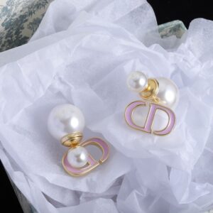 Dior Tribales Earrings Metal with Resin Pearls and Petit CD Signatures Embellished Lacquer Gold/Purple