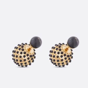 Dior Tribales Earrings Metal with Stone-Effect Resin Pearls Gold/Black