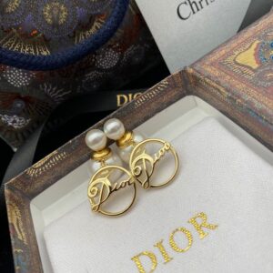 Dior Tribales Earrings Metal with Resin Pearls and Vintage Dior Ring Signatures Gold