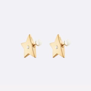 Dior Tribales Earrings Metal with Resin Pearls and Lucky Stars Gold