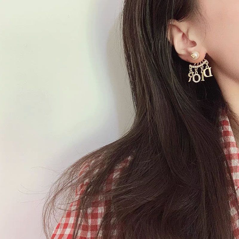 Diorevolution Fan Earrings Metal with Resin Pearls and Crystals Gold - Image 4