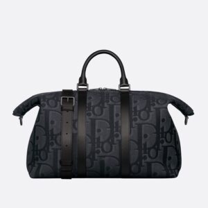 Dior Weekender 40 Bag In Maxi Oblique Motif Canvas Black