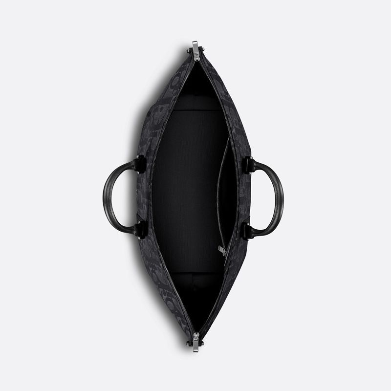 Dior Weekender 40 Bag In Maxi Oblique Motif Canvas Black - Image 4