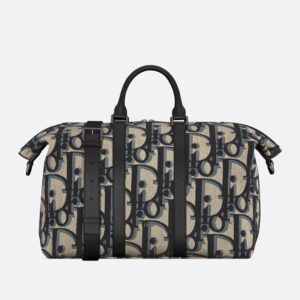 Dior Weekender 40 Bag In Maxi Oblique Motif Canvas Blue