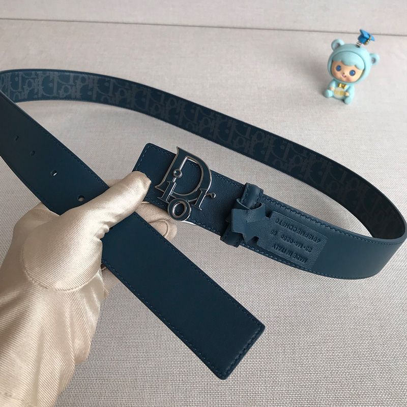 Dior World Tour Reversible Belt Oblique Calfskin Blue - Image 2