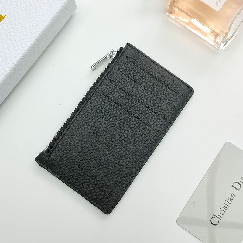 Dior Zipped Card Holder Oblique Motif Canvas Calfskin Black - Image 2