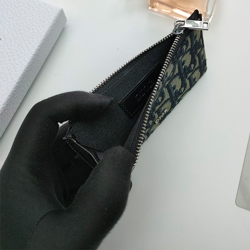 Dior Zipped Card Holder Oblique Motif Canvas Calfskin Blue - Image 3