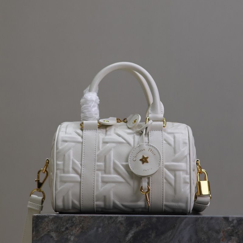Dior Groove 20 Bag In Graphic Cannage Calfskin White