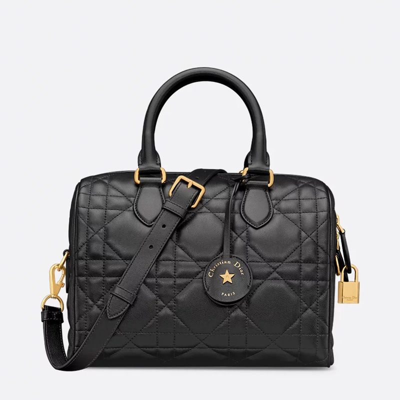 Dior Groove 25 Bag In Macrocannage Calfskin Black