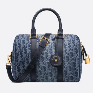 Dior Groove 25 Bag In Oblique Motif Denim Blue