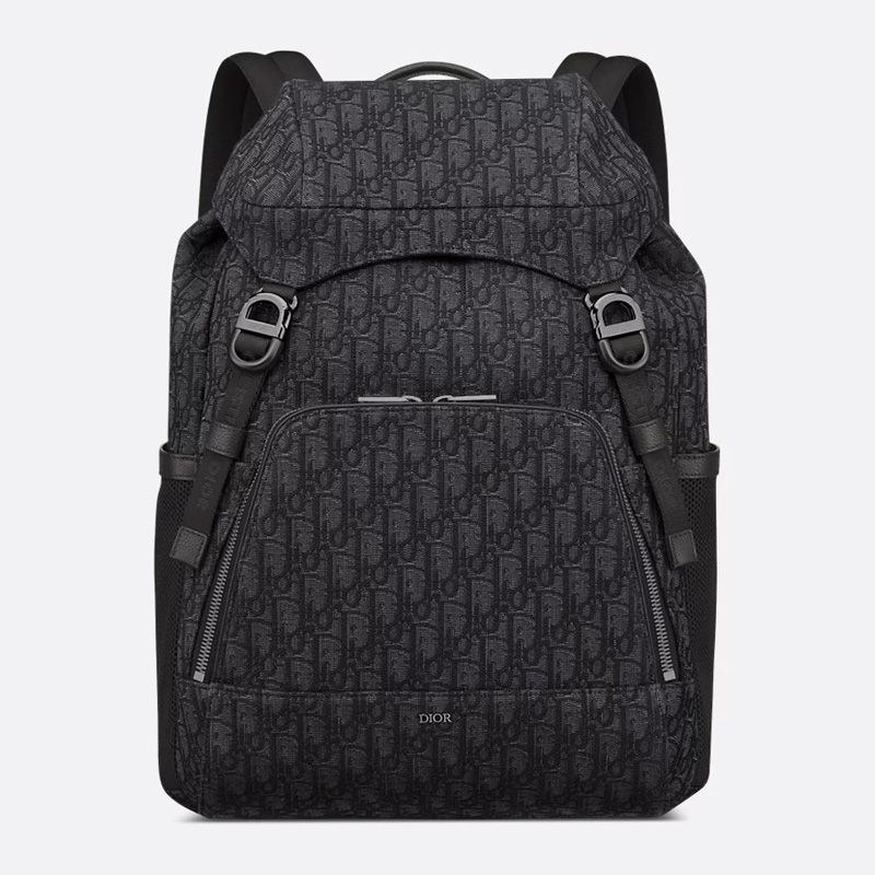 Dior 8 Flap Backpack In Oblique Motif Canvas Black