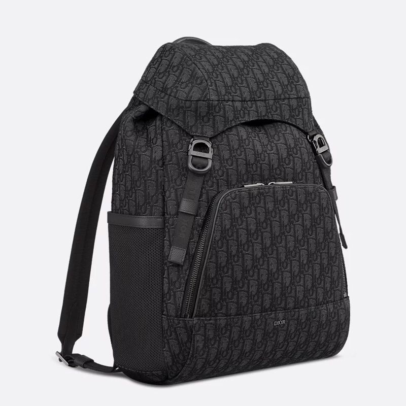 Dior 8 Flap Backpack In Oblique Motif Canvas Black - Image 3