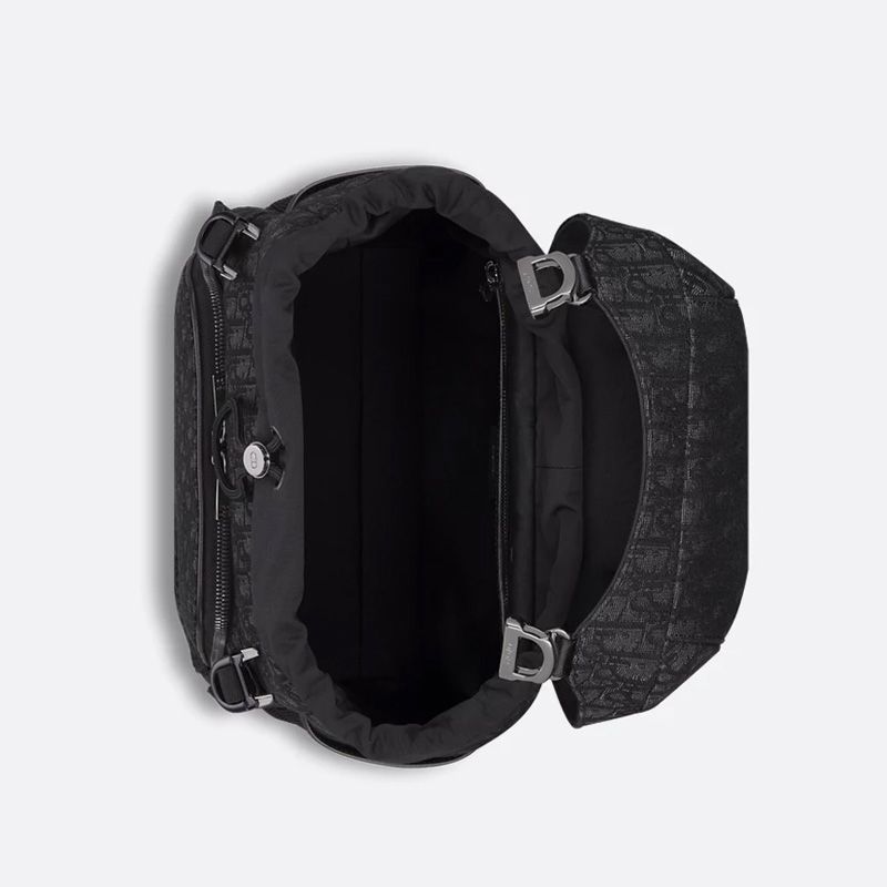 Dior 8 Flap Backpack In Oblique Motif Canvas Black - Image 4