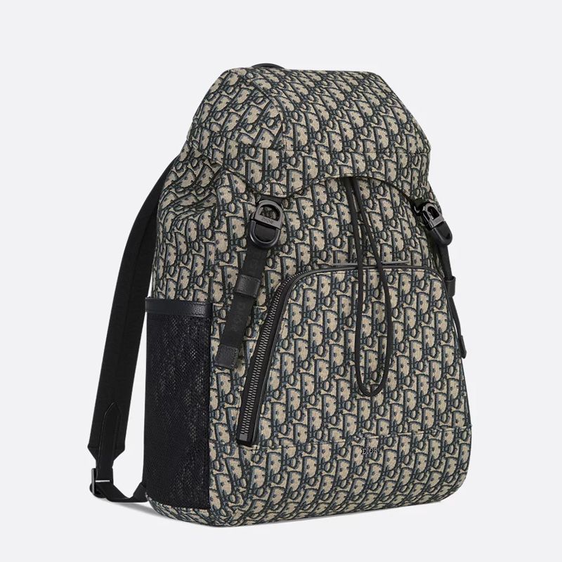 Dior 8 Flap Backpack In Oblique Motif Canvas Blue - Image 3