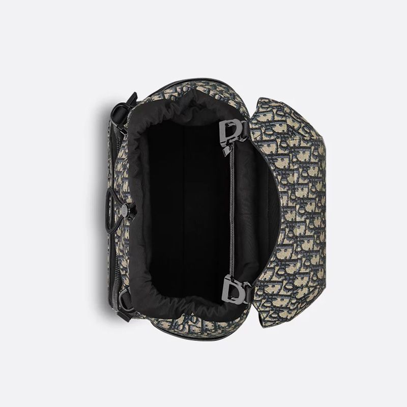 Dior 8 Flap Backpack In Oblique Motif Canvas Blue - Image 4