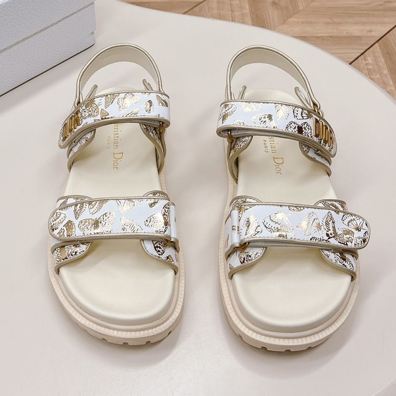 DiorAct Sandals Women Gradient Butterflies Motif Technical Fabric White - Image 2