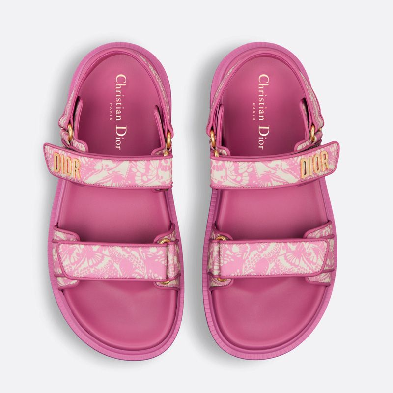 DiorAct Sandals Women Butterfly Allover Motif Leather Rose - Image 2